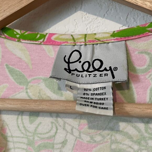 Lilly Pulitzer Vintage Pink Green Safari Floral Wrap Dress Women's Size Large - Picture 5 of 5